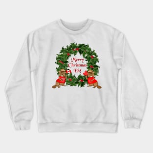 Canadian Mountie Beaver Christmas Eh! Crewneck Sweatshirt